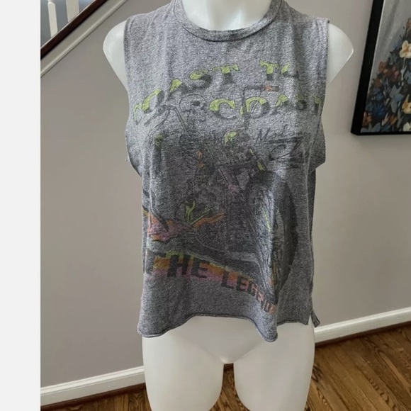 LAUREN MOSHI Coast to Coast Bike The Legend Graphic Muscle Tank Grey Size XS - Picture 1 of 5